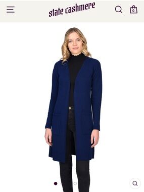 The Open Front Long Cashmere Cardigan with Pockets Burgundy